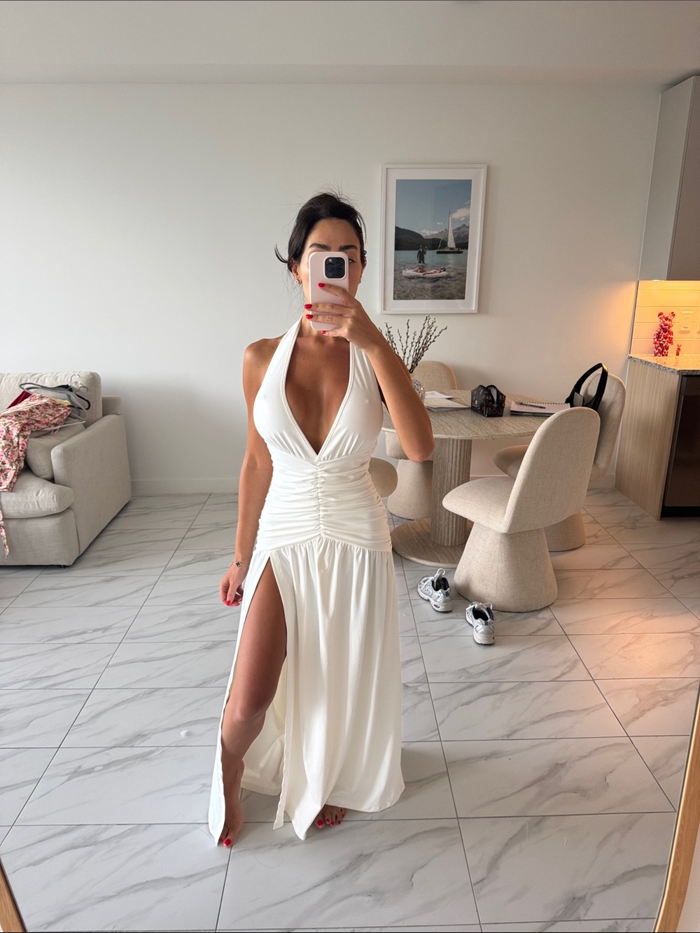 White v neck maxi dress